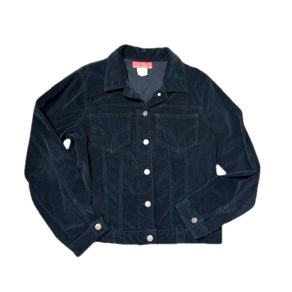 NYDJ Not Your Daughter's Jeans Corduroy Jacket Red Label Black Sz M Western